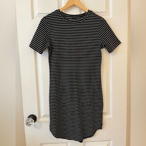 Black and White Striped T-Shirt Dress